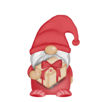 Gnome with gift box Watercolor Valentine's Clipart png