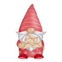 Gnome with letter Watercolor Valentine's day png