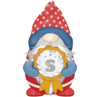 4th of july america independence gnomes character Digital painting watercolor png