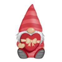gnome avec cadeau boîte aquarelle Valentin journée clipart png
