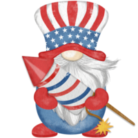 4th of july america independence gnomes character Digital painting watercolor png