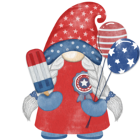 4th of july america independence gnomes character Digital painting watercolor png