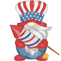 4to de julio America independencia gnomos personaje digital pintura acuarela png