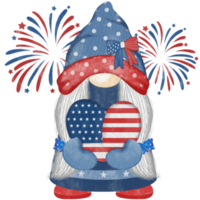 4th of july america independence gnomes character Digital painting watercolor png