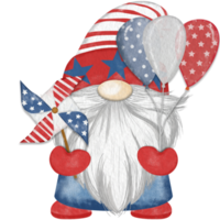 4th of july america independence gnomes character Digital painting watercolor png