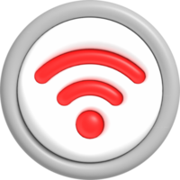 3D Wi-Fi button, Realistic Wireless network icon 3D render png