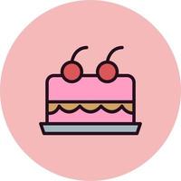 Cake With Cherry On Top Vector Icon