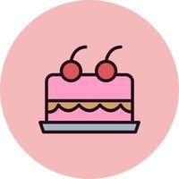 Cake With Cherry On Top Vector Icon