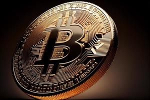 dorado bitcoin, conceptual imagen para cripto divisa, oro bitcoin símbolo 3d y ilustraciones foto