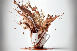 Hot Chocolate Splash Isolated on White Background Valentine's Day 3D and illustrations photo