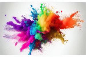 colorful rainbow holi paint color powder explosion isolated white wide panorama background 3D and illustrations photo
