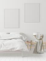 3D interoir design for bedroom and mockup frame photo