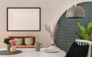 3D illustration Mockup photo frame in living room rendering