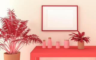 3D interior design minimal decorate with mockup photo frame