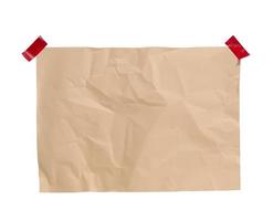 blank rectangular crumpled beige sheet of paper glued. Place for an inscription, announcement photo