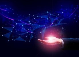world wide web internet with connections and female hand. Wireless coverage of the planet photo