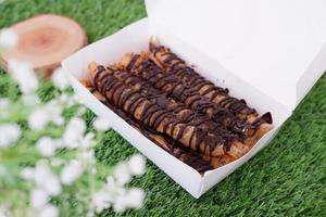 delicious chocolate flavored banana rolls photo