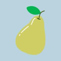 Green pear isolated on white background. Vector illustration. Cut green pear