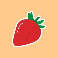 Vector illustration. Fruit sweet strawberry. Cartoon funny sticker in comic style with contour. Decoration for greeting cards, posters, patches and prints for clothes, flyers, emblems