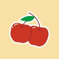 Vector cherry illustration. Isolated on a white background. Cartoon style icon