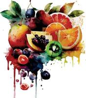 water color colorful fruit vector