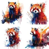 agua color vistoso Panda rojo vector