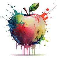 water color colorful apple fruit vector