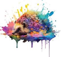 water color colorful hedgehog vector