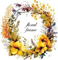 watercolor colorful floral frame vevtor vector