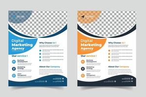 Corporate business flyer template design set with blue, orange, red and yellow color. marketing, business proposal, promotion, advertise, publication, cover page. vector