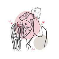 Passionate couple of lovers, vector illustration, caress, doodle