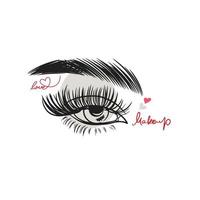 Graphic beautiful female eye with long eyelashes, nude colors, fashion vector