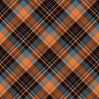 Seamless pattern in black, orange and dark blue colors for plaid, fabric, textile, clothes, tablecloth and other things. Vector image. 2