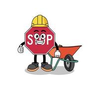 stop road sign cartoon as a contractor vector