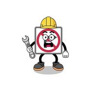 Character Illustration of no right turn road sign with 404 error vector