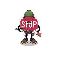 Cartoon of stop road sign soldier vector