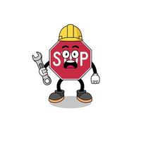 Character Illustration of stop road sign with 404 error vector