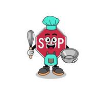 Illustration of stop road sign as a bakery chef vector