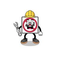 Character Illustration of no trucks road sign with 404 error vector
