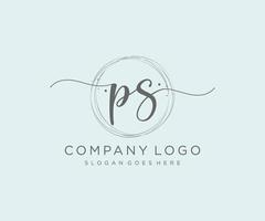 logo femenino ps inicial. utilizable para logotipos de naturaleza, salón, spa, cosmética y belleza. elemento de plantilla de diseño de logotipo de vector plano.