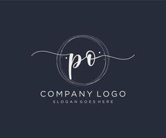 Initial PO feminine logo. Usable for Nature, Salon, Spa, Cosmetic and Beauty Logos. Flat Vector Logo Design Template Element.