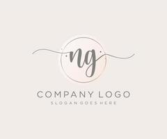 logotipo femenino ng inicial. utilizable para logotipos de naturaleza, salón, spa, cosmética y belleza. elemento de plantilla de diseño de logotipo de vector plano.