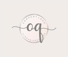 Initial OQ feminine logo. Usable for Nature, Salon, Spa, Cosmetic and Beauty Logos. Flat Vector Logo Design Template Element.