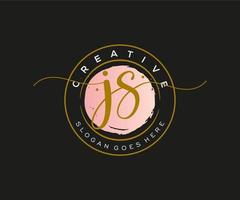 monograma de belleza del logotipo femenino js inicial y diseño de logotipo elegante, logotipo de escritura a mano de la firma inicial, boda, moda, floral y botánica con plantilla creativa. vector