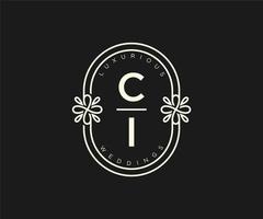 CI Initials letter Wedding monogram logos template, hand drawn modern minimalistic and floral templates for Invitation cards, Save the Date, elegant identity. vector
