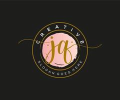 initial JQ Feminine logo beauty monogram and elegant logo design, handwriting logo of initial signature, wedding, fashion, floral and botanical with creative template. vector