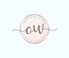 Initial OW feminine logo. Usable for Nature, Salon, Spa, Cosmetic and Beauty Logos. Flat Vector Logo Design Template Element.