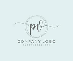 logotipo femenino pv inicial. utilizable para logotipos de naturaleza, salón, spa, cosmética y belleza. elemento de plantilla de diseño de logotipo de vector plano.