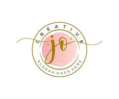 initial JO Feminine logo beauty monogram and elegant logo design, handwriting logo of initial signature, wedding, fashion, floral and botanical with creative template. vector