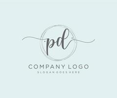 logo femenino pd inicial. utilizable para logotipos de naturaleza, salón, spa, cosmética y belleza. elemento de plantilla de diseño de logotipo de vector plano.